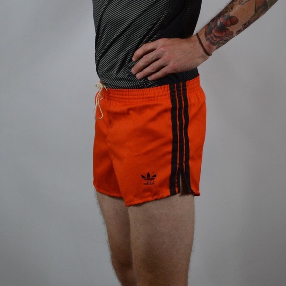 1980s Adidas Cotton Blend Soccer Shorts Orange New - Picture 2 of 8
